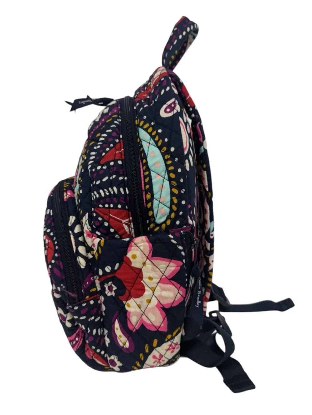 Vera Bradley Quilted Navy Pink Red Painted Paisley Backpack 14